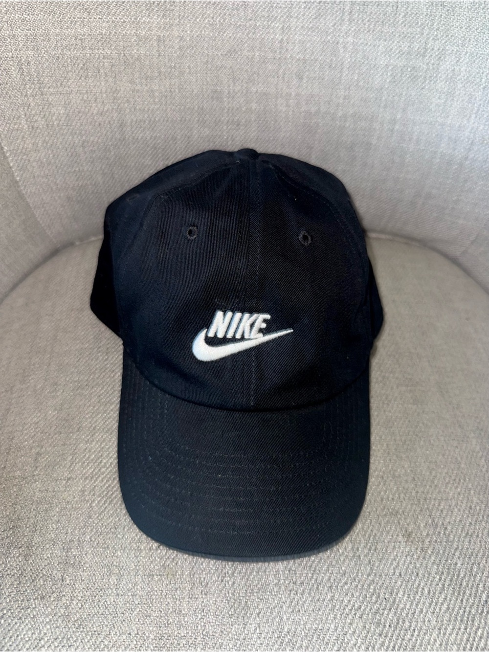 Nike Black Baseball Cap with White Swoosh Logo